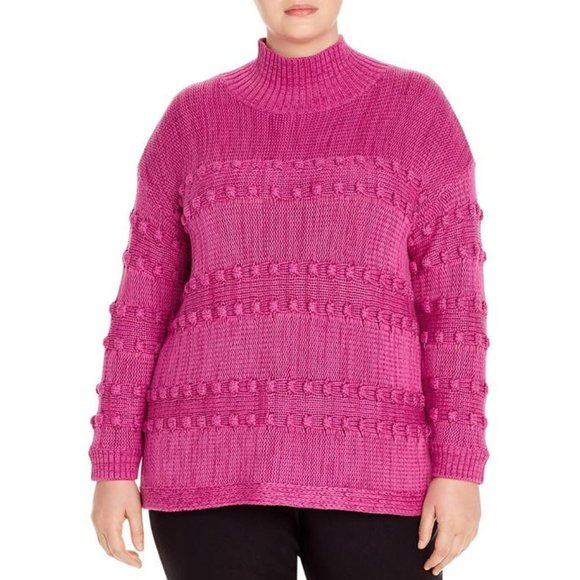 NIC + ZOE PLUS ADORE A BALL TEXTURED PULLOVER MOCK TURTLENECK SWEATER